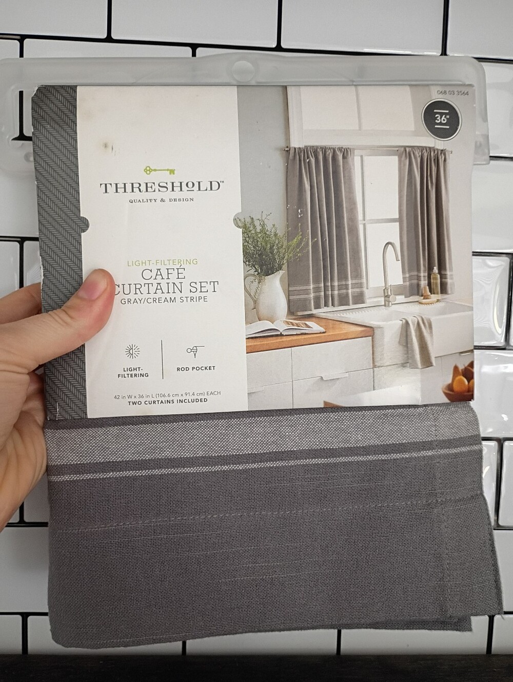 Threshold Gray Cafe Curtain Set BRAND NEW 42x36